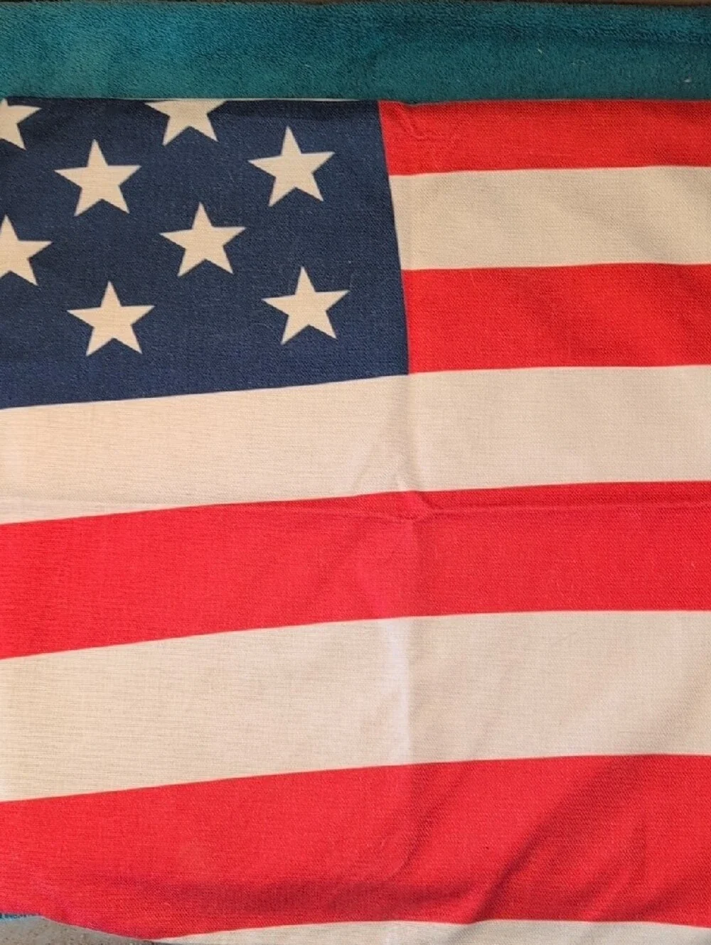 4 Patriotic Linen PILLOWCASES Blue Star American Flag God Bless America USA